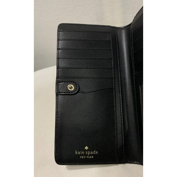 SOLD***Kate Spade Bifold Slim Wallet Black Snap Closure - Picture 8 of 11